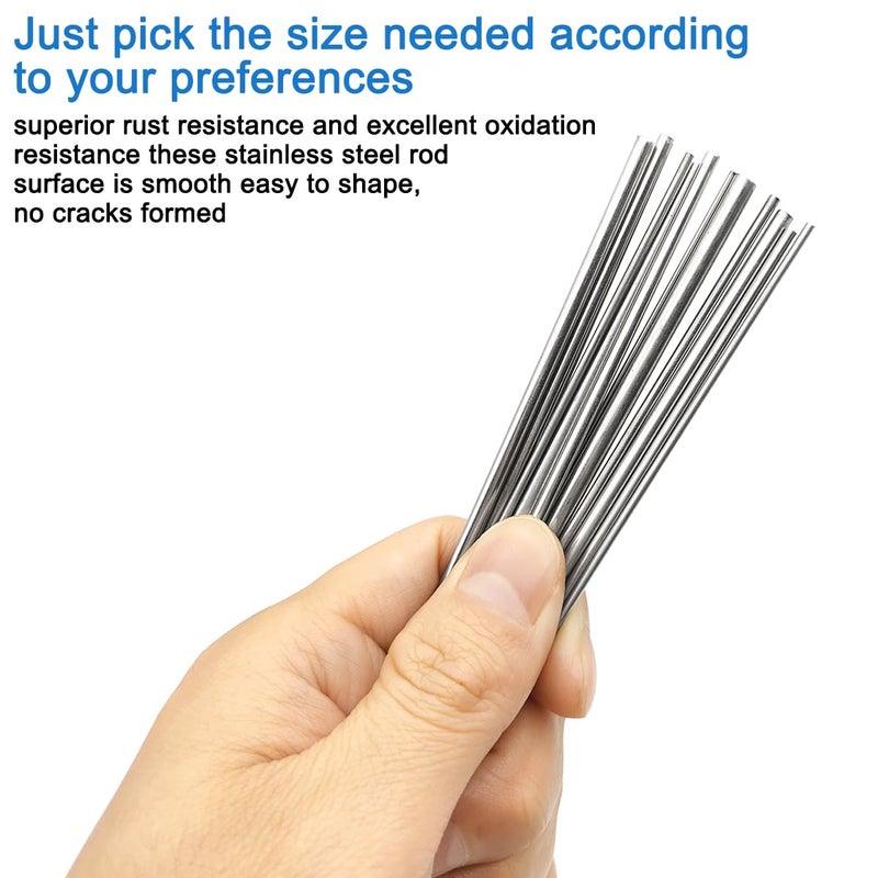 CKANDAY 30 Pcs 6 Sizes 1mm, 1.5mm, 2mm, 2.5mm, 3mm, 4mm x Length 100mm (3.93 Inch) 304 Stainless Steel Round Rod, Metal Rod, Metal Solid Shaft Rods for Industry, Metal Working Hobbies and DIY Craft - Image 5